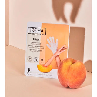 Iroha Nature Guantes Mascarilla Reparadores para Manos-Durazno