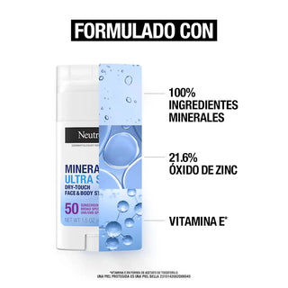 Neutrogena Ultra Sheer Protector Solar Facial y Corporal Mineral en Barra FPS50 42g