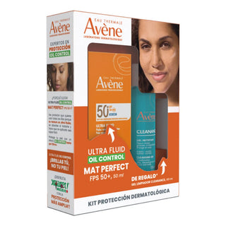 Avene Kit Protector Solar Ultra Fluid Oil Control Mat Perfect FPS50 + Cleanance Gel Limpiador