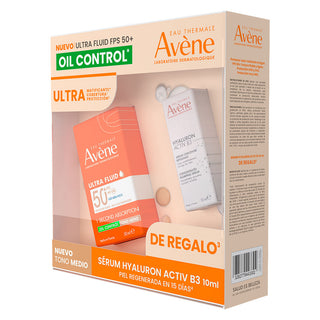 Avene Kit Ultra Fluid Oil Control Con Color Tono Medio FPS50+ 50ml + Sérum Hyaluron Active 10ml