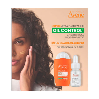 Avene Kit Ultra Fluid Oil Control Con Color Tono Medio FPS50+ 50ml + Sérum Hyaluron Active 10ml