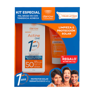 Darrow Kit Active One FPS50 40g + Actine Gel Limpiador Dermatologico 40g