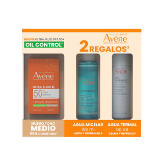 Avene Kit Ultra Fluid FPS50 Tono Medio 50ml + Agua Micelar 100ml + Agua Termal 50ml