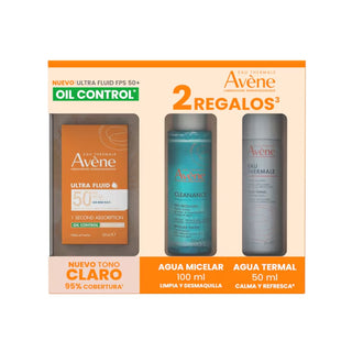 Avene Kit-Ultra Fluid FPS50 Tono Claro 50ml + Agua Micelar 100ml + Agua Termal 50ml