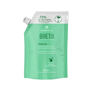 Cantabria Kit Biretix Cleanser Botella de Aluminio de Gel Limpiador Purificante 400ml + Refill 400ml
