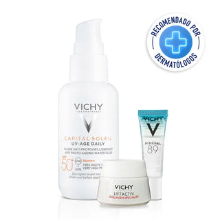 Vichy Kit Capital Soleil UV-Age Daily FPS50 + Liftactiv Collagen Specialist Crema de Día + Mineral 89 Booster