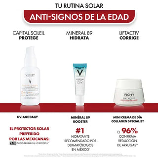 Vichy Kit Capital Soleil UV-Age Daily FPS50 + Liftactiv Collagen Specialist Crema de Día + Mineral 89 Booster