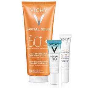 Vichy Kit Capital Soleil FPS50 Protector Solar Familiar + Vichy Capital Soleil UV-Age Daily FPS50 + Mineral 89 Booster