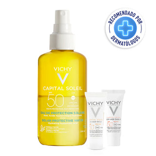Vichy Kit Capital Soleil SPF50+ Agua Protector Solar 200ml + Capital Soleil UV Age Daily 30ml + Capital Soleil UV Age Daily c/c 3ml