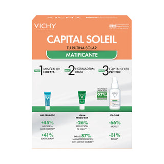 Vichy Kit Matificante Capital Soleil UV Clear SPF50+ 40ml + Mineral 89 Probiotic 5ml + Normaderm Probio-bha Serum 5ml