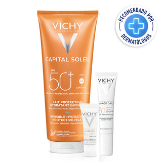 Vichy Kit Hidratante Capital Soleil 50+ Lait 300ml + Capital Soleil UV Age Daily 15ml + Capital Soleil UV Age Daily c/c 3ml