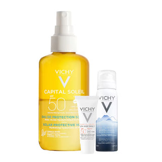 Vichy Kit Capital Soleil Agua de Protección Solar Hidratante FPS50 + Capital Soleil UV-Age Daily FPS50 + Vichy Agua Termal Mineralizante