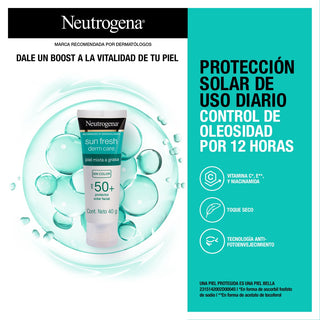 Neutrogena Sun Fresh Derm Care Protector Solar Facial Sin Color FPS50+ 40g