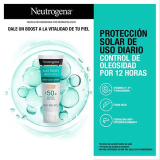 Neutrogena Sun Fresh Derm Care Protector Solar Facial Tono Claro FPS50+ 40g