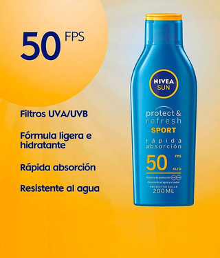 Protector Solar En Loción Nivea Sun Protect & Refresh Fps 50+ 200Ml